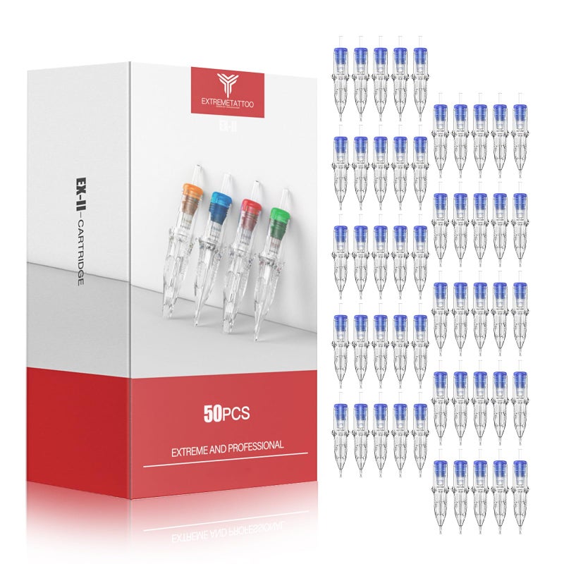 Dragonhawk Extreme Assorted Tattoo Needles Cartridges - 50PCS Disposable Professional Needles 3RL 5RL 7RL 9RL 11RL Round Liner #12 Mixed Sizes for Tattoo Artists - Image 1
